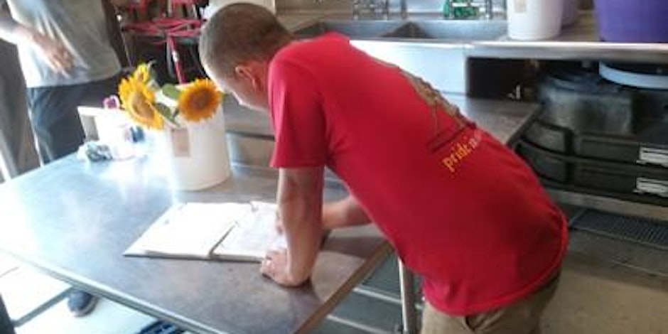 Farmer doing paperwork