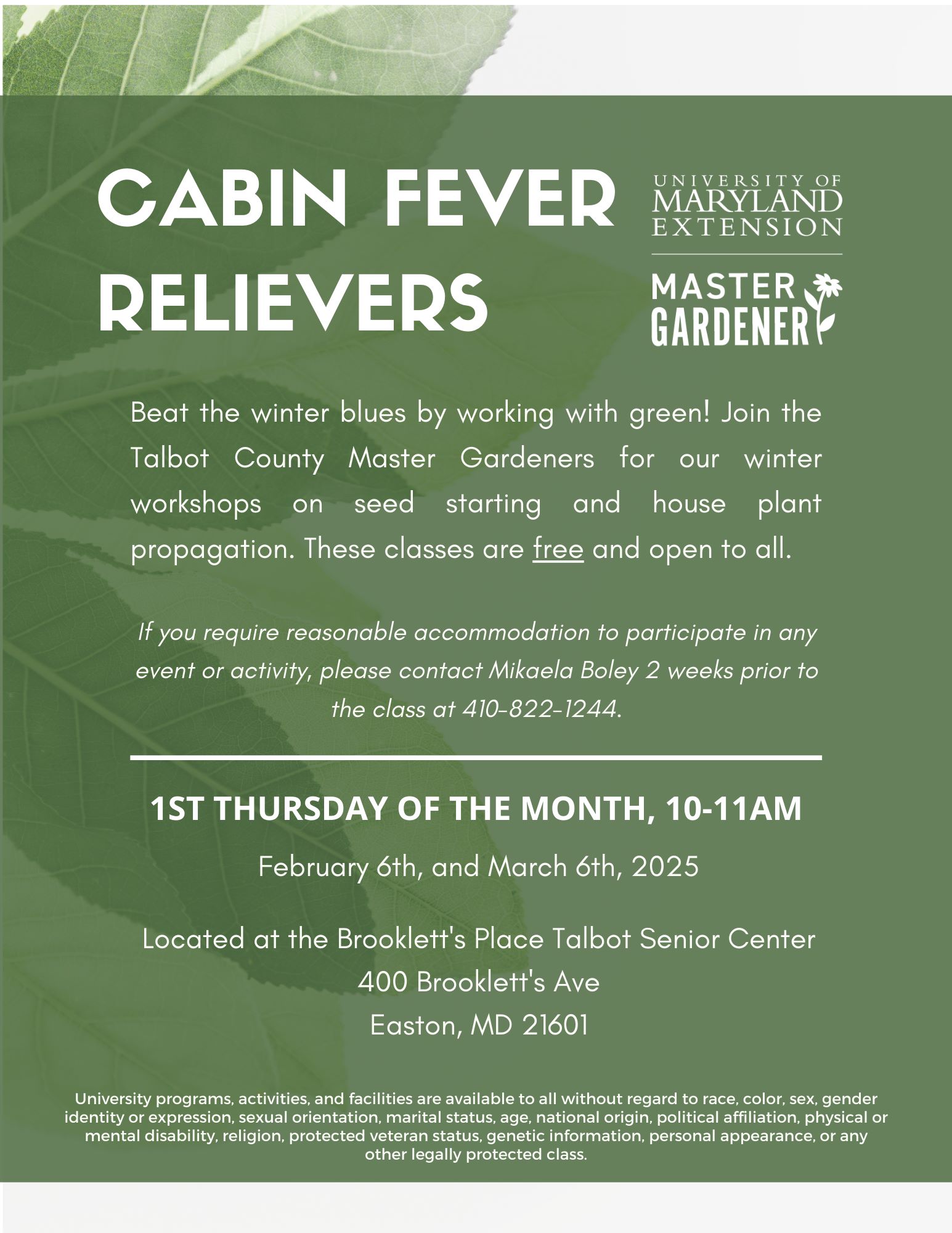 Flyer with information about the event, location, and description of the programs.