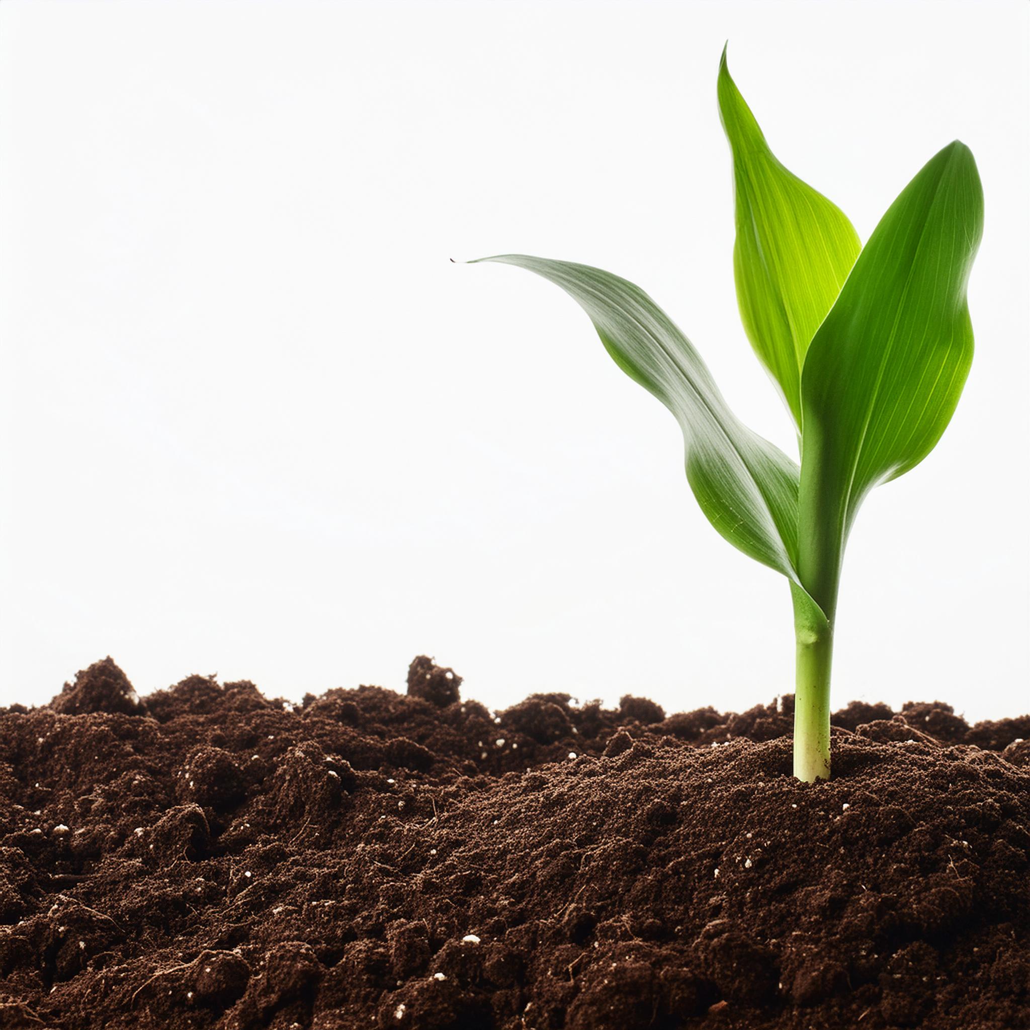 Corn growing in soil