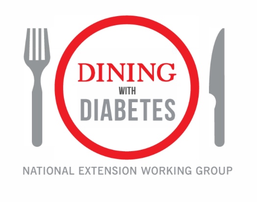 Dining with diabetes logo displaying a plate with a utensils. 