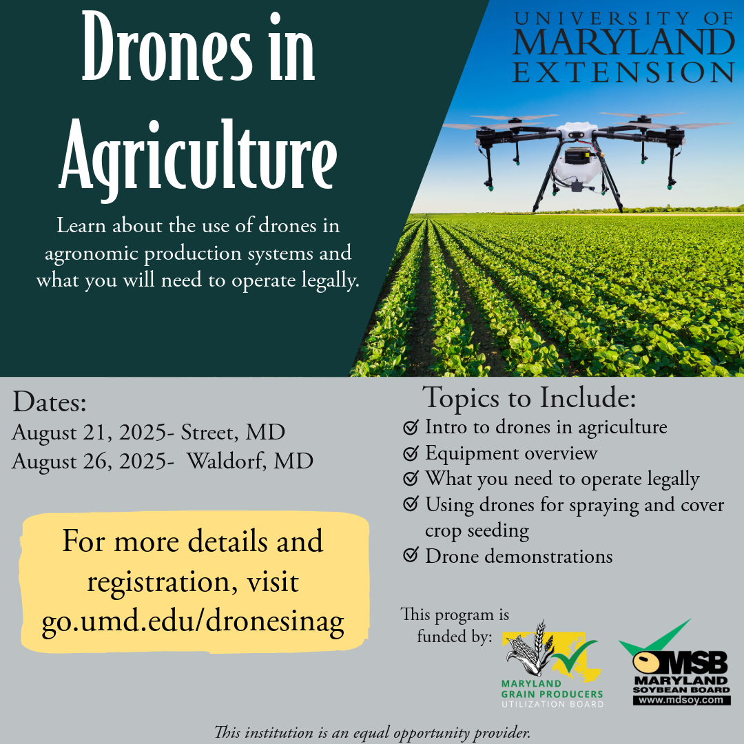 Flyer of a drone spraying a crop