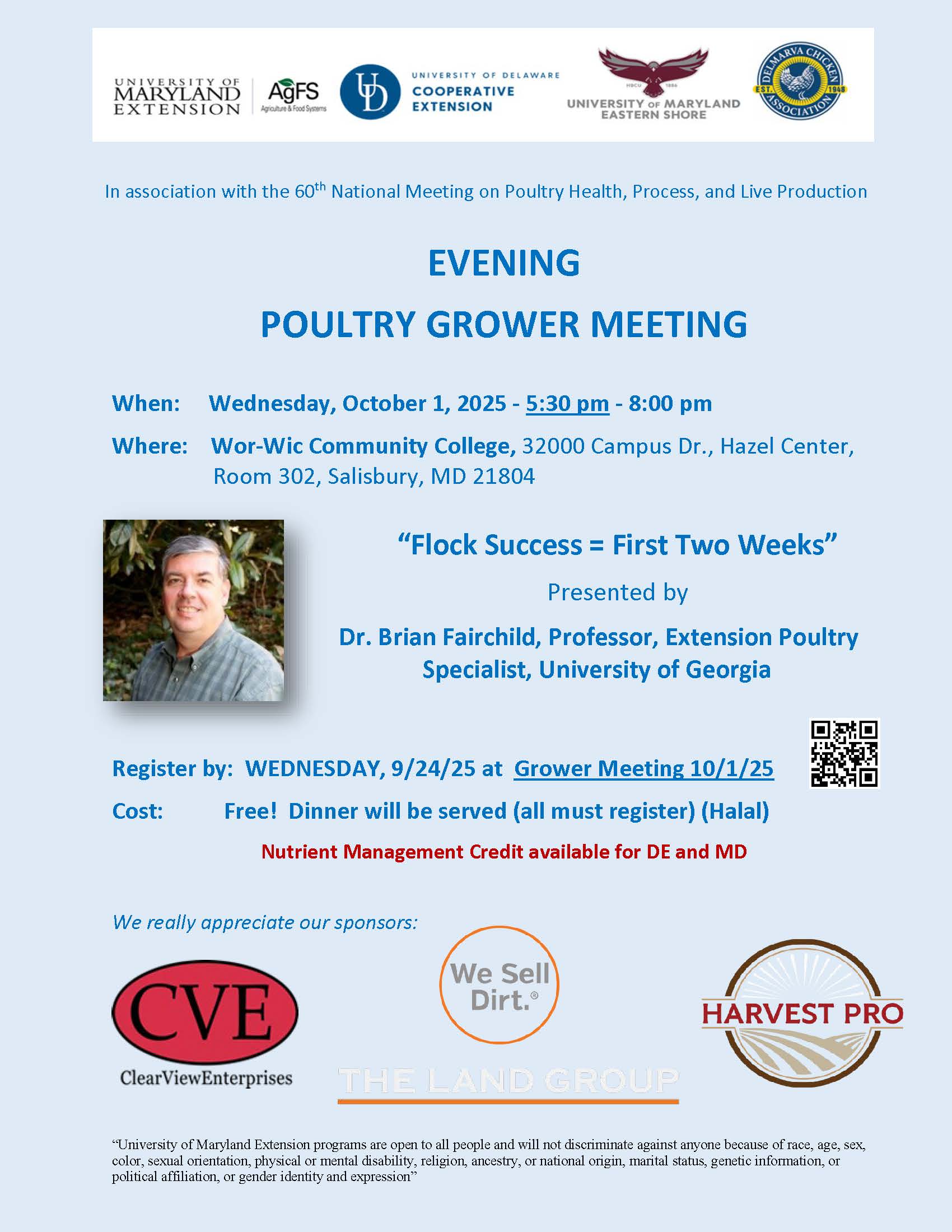 Flier for Oct 1, 2025 Poultry Grower Mtg.
