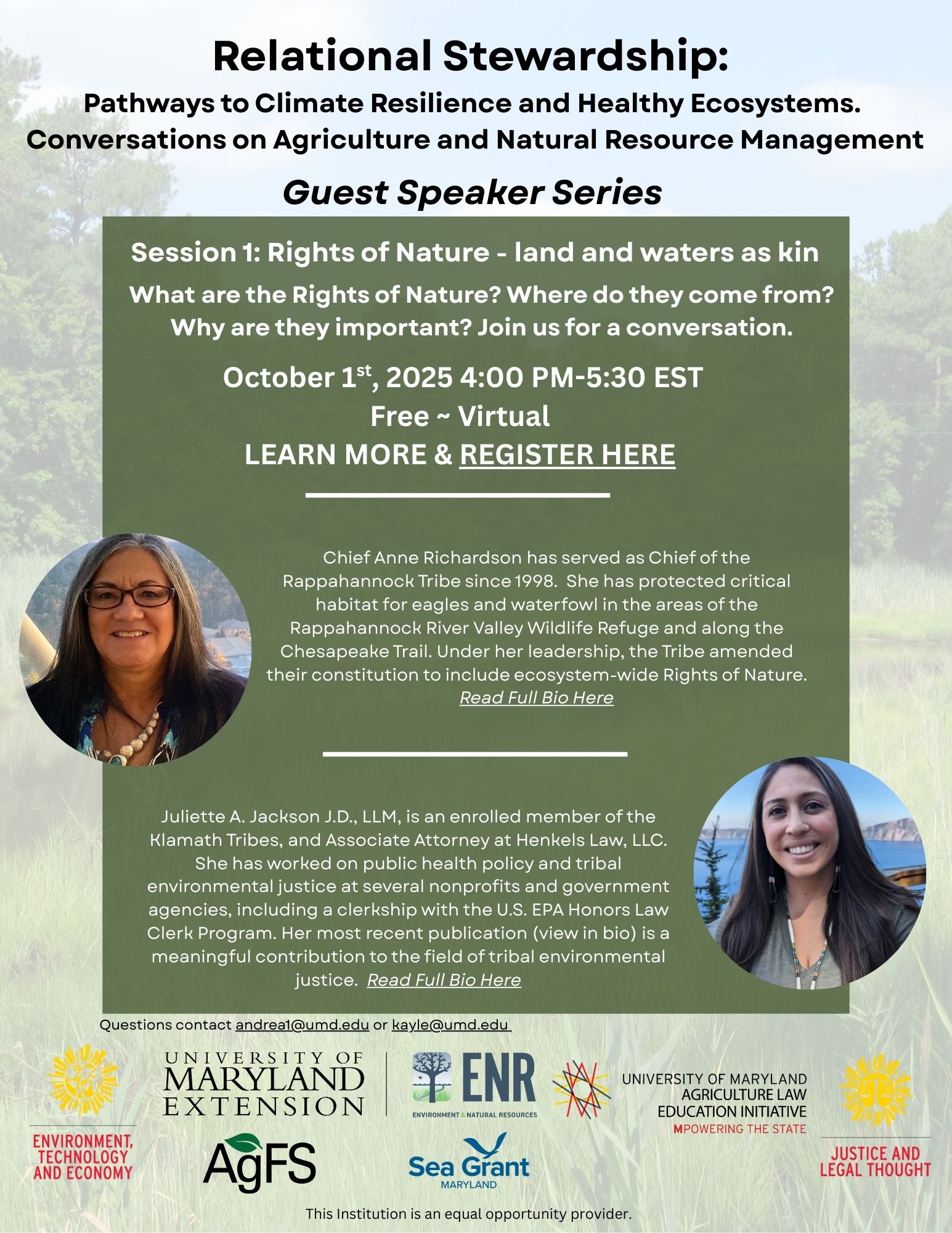 Guest Speaker Series Flyer Session 1: Rights of Nature - land and waters as kin