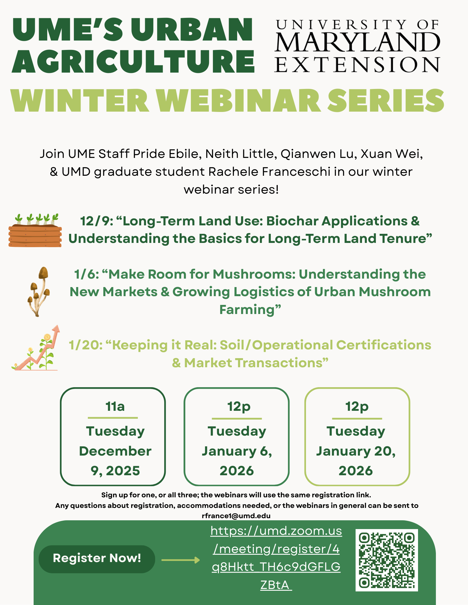 Flyer with the event hosts, event series details, and event dates.