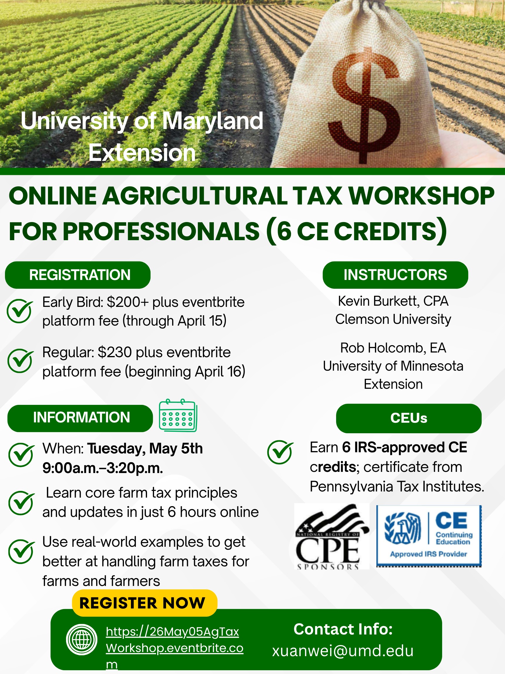 Online  Professional Agricultural Tax Workshop 