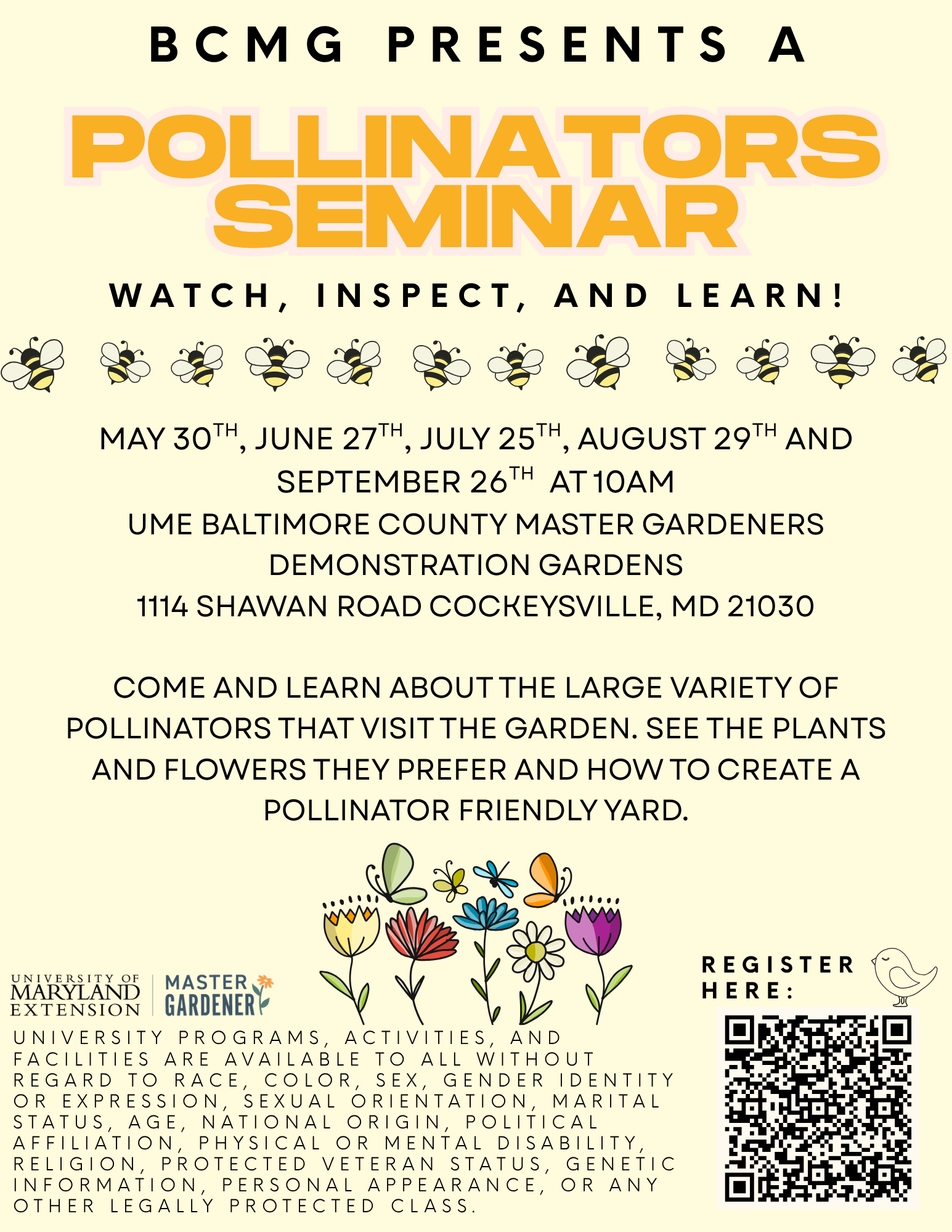 Flyer for event with dates, location and overview of seminar.