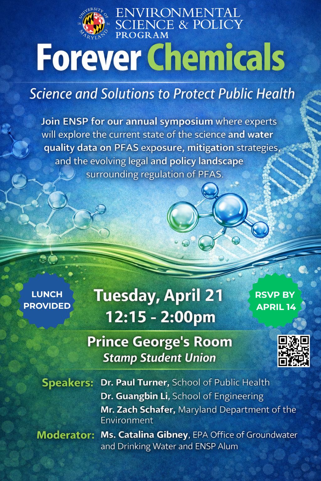 ENSP Symposium flyer: Tuesday, April 21 at The Stamp