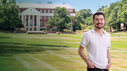 AGNR Student standing on McKeldin Mall