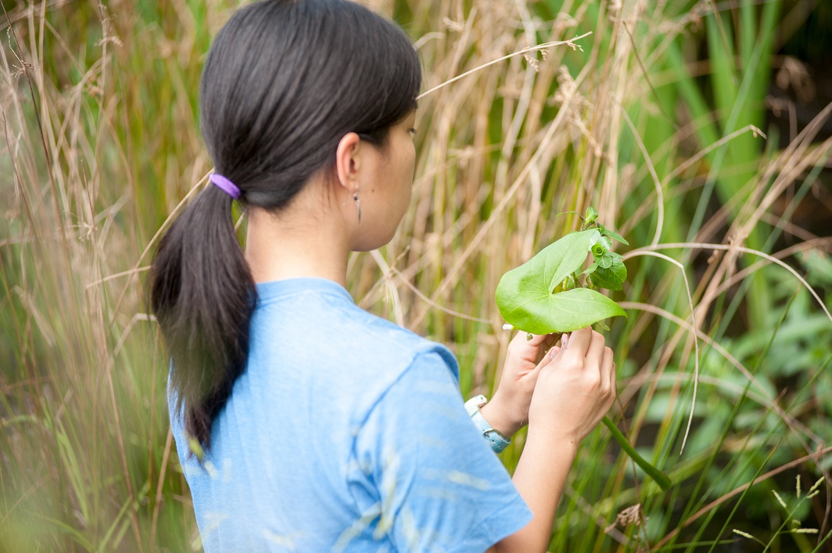 Girl with plant