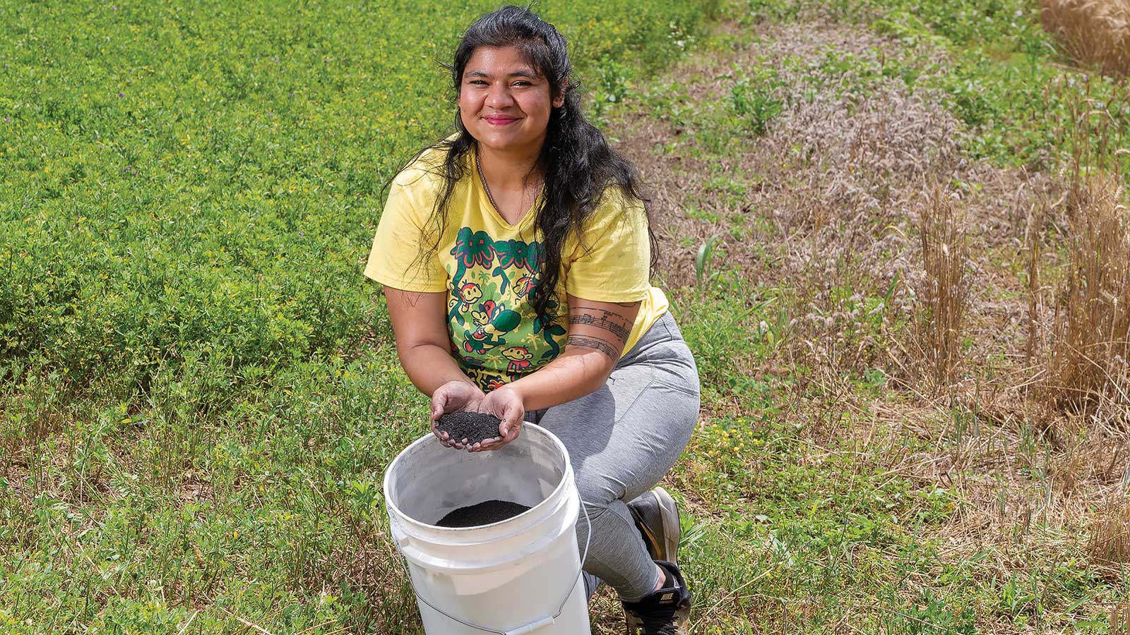 Student in a field