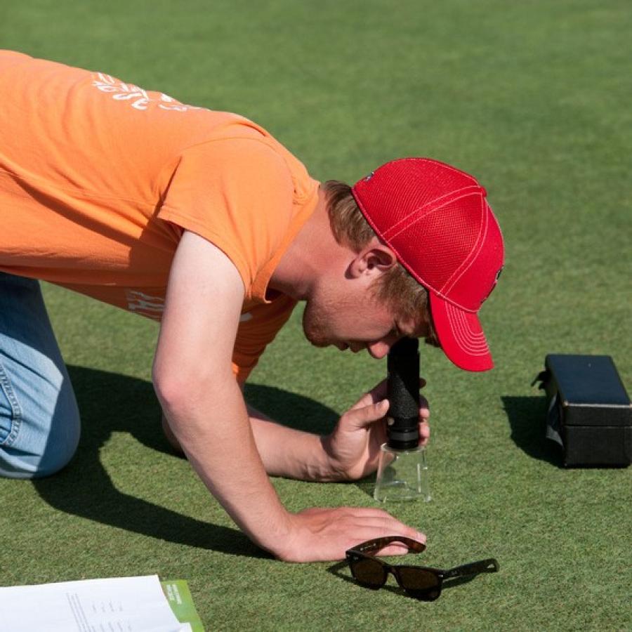 Student at a golf course 